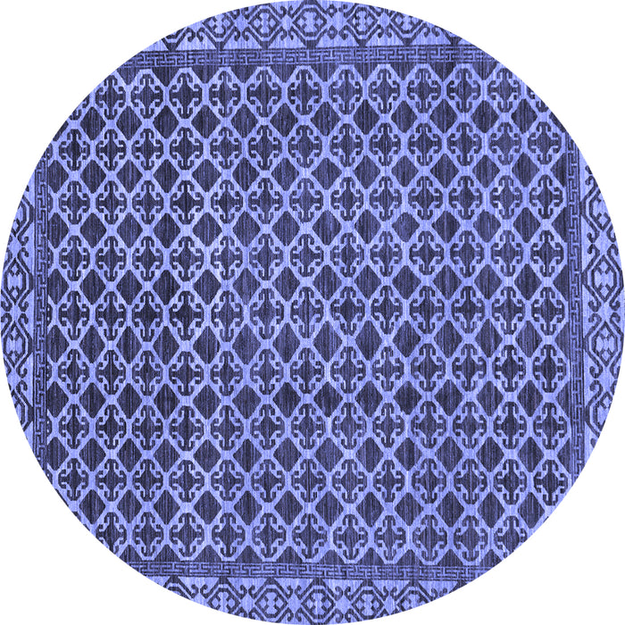 Round Southwestern Blue Country Rug, abs299blu