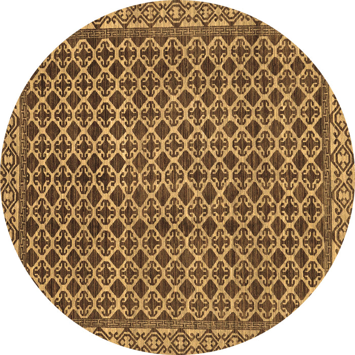 Round Machine Washable Southwestern Brown Country Rug, wshabs299brn