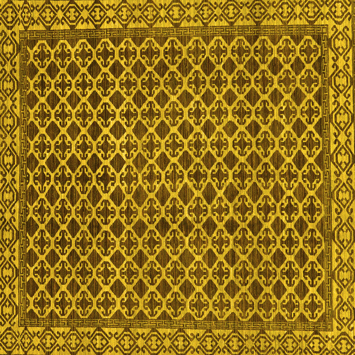 Square Machine Washable Southwestern Yellow Country Rug, wshabs299yw