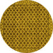 Round Machine Washable Southwestern Yellow Country Rug, wshabs299yw