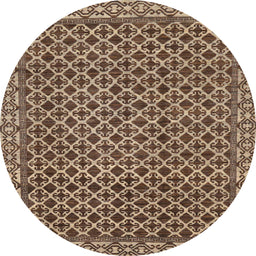 Round Abstract Camel Brown Southwestern Rug, abs299