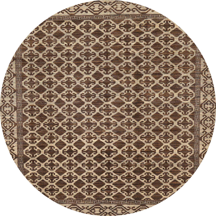 Round Abstract Camel Brown Southwestern Rug, abs299