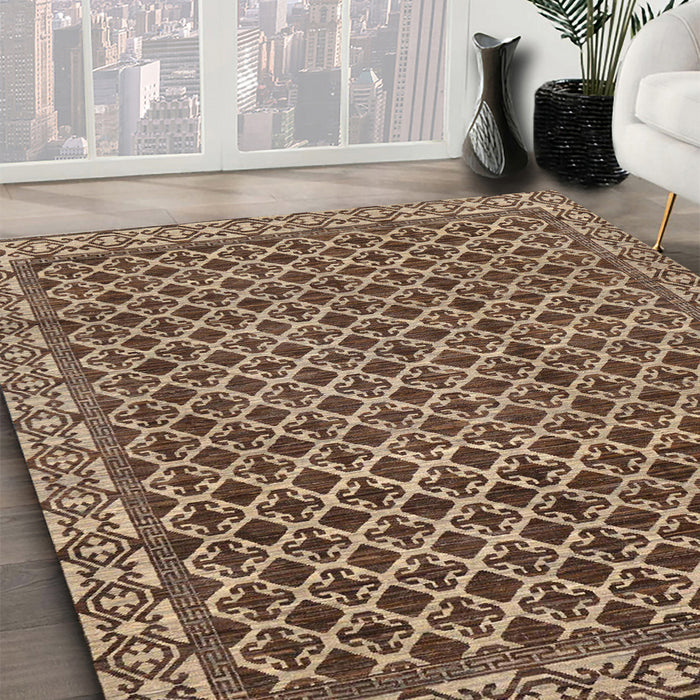 Machine Washable Abstract Camel Brown Rug in a Family Room, wshabs299