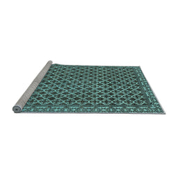 Sideview of Machine Washable Southwestern Light Blue Country Rug, wshabs299lblu