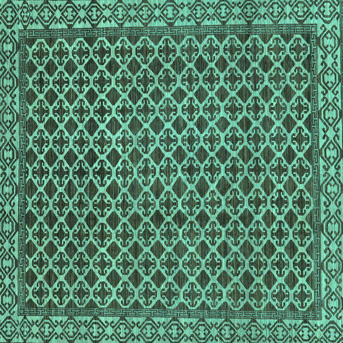 Square Machine Washable Southwestern Turquoise Country Area Rugs, wshabs299turq