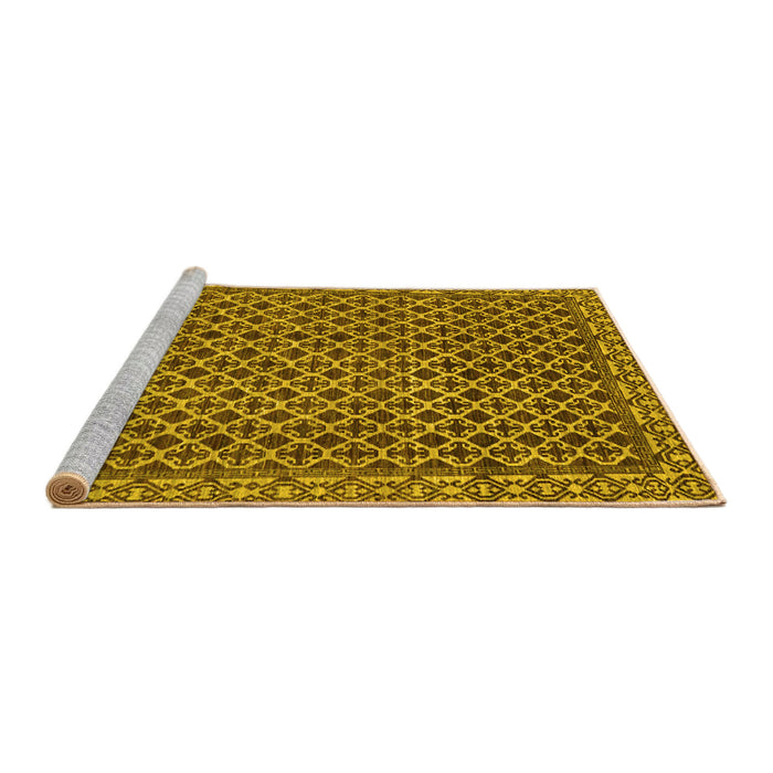 Sideview of Machine Washable Southwestern Yellow Country Rug, wshabs299yw