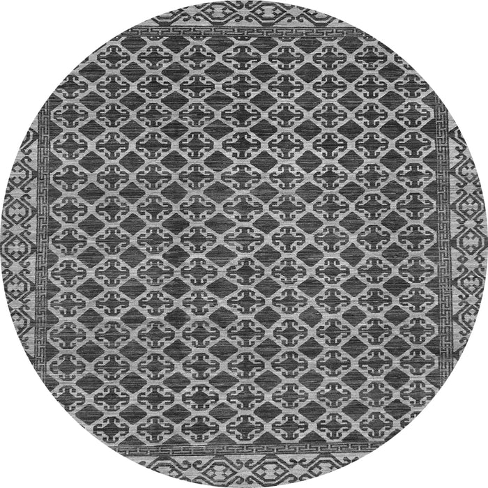 Round Southwestern Gray Country Rug, abs299gry