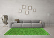 Machine Washable Southwestern Green Country Area Rugs in a Living Room,, wshabs299grn