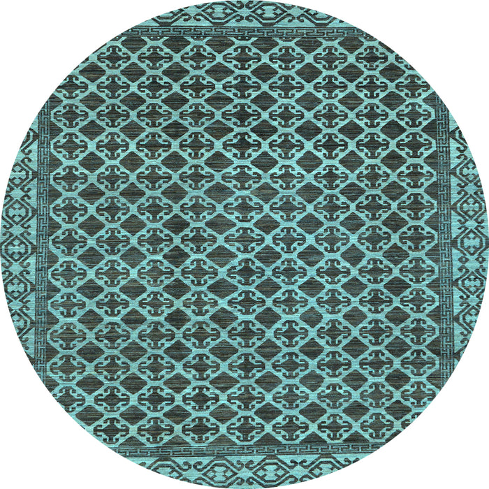Round Machine Washable Southwestern Light Blue Country Rug, wshabs299lblu
