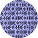 Round Abstract Blue Modern Rug, abs29blu