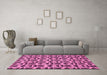 Machine Washable Abstract Pink Modern Rug in a Living Room, wshabs29pnk