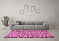 Machine Washable Abstract Pink Modern Rug, wshabs29pnk