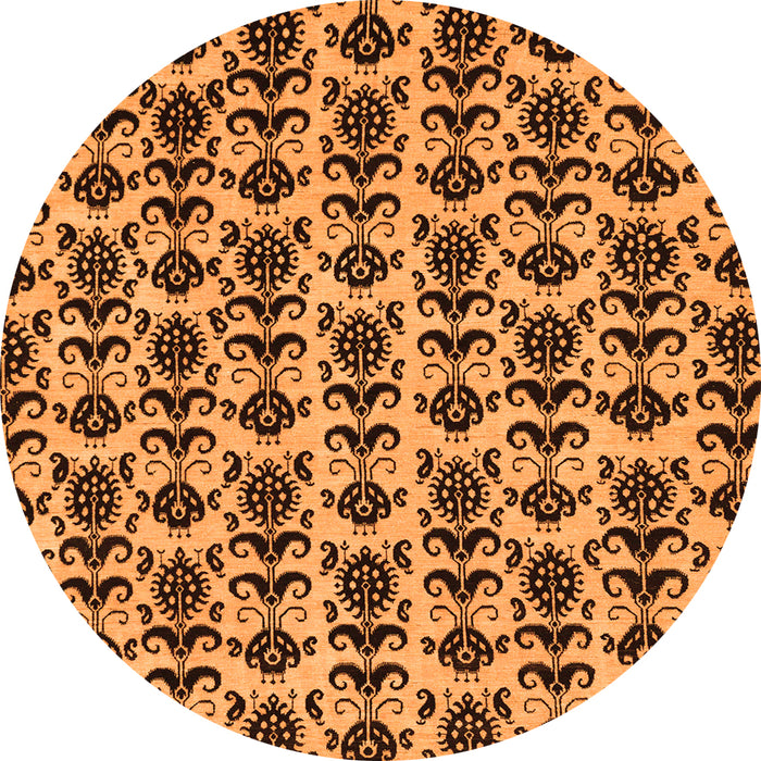 Round Machine Washable Abstract Orange Modern Area Rugs, wshabs29org