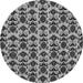 Round Machine Washable Abstract Gray Modern Rug, wshabs29gry