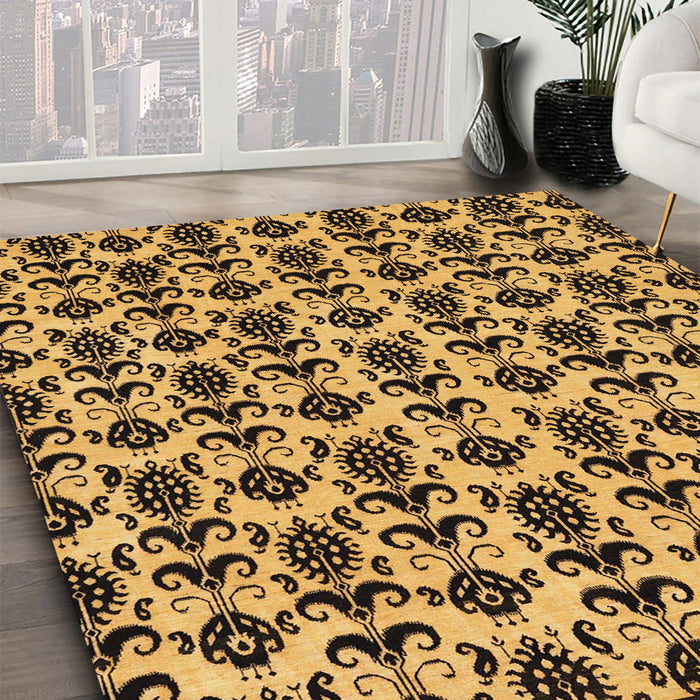 Machine Washable Abstract Bakers Brown Rug in a Family Room, wshabs29