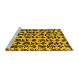 Sideview of Machine Washable Abstract Yellow Modern Rug, wshabs29yw