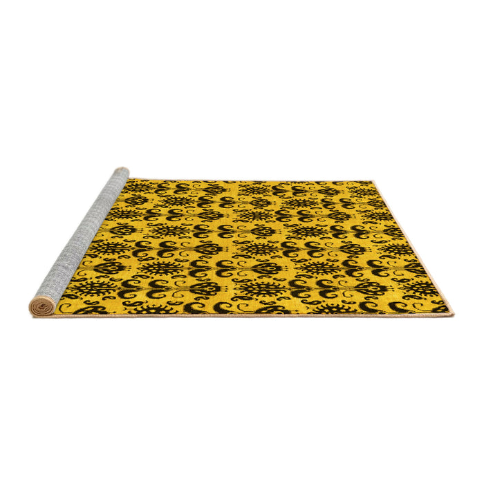 Sideview of Machine Washable Abstract Yellow Modern Rug, wshabs29yw