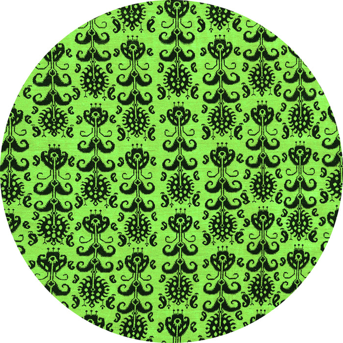 Round Machine Washable Abstract Green Modern Area Rugs, wshabs29grn