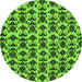 Round Machine Washable Abstract Green Modern Area Rugs, wshabs29grn