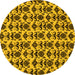 Round Abstract Yellow Modern Rug, abs29yw