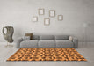 Machine Washable Abstract Orange Modern Area Rugs in a Living Room, wshabs29org