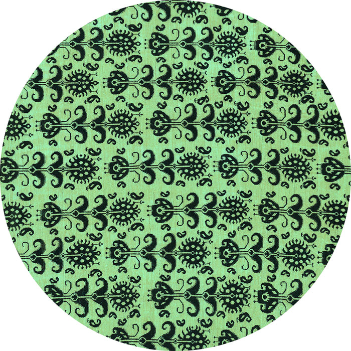 Round Machine Washable Abstract Turquoise Modern Area Rugs, wshabs29turq