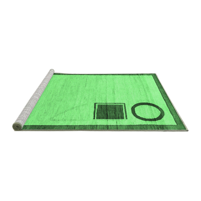 Sideview of Machine Washable Solid Emerald Green Modern Area Rugs, wshabs2emgrn