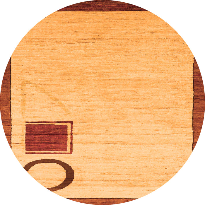 Round Machine Washable Solid Orange Modern Area Rugs, wshabs2org