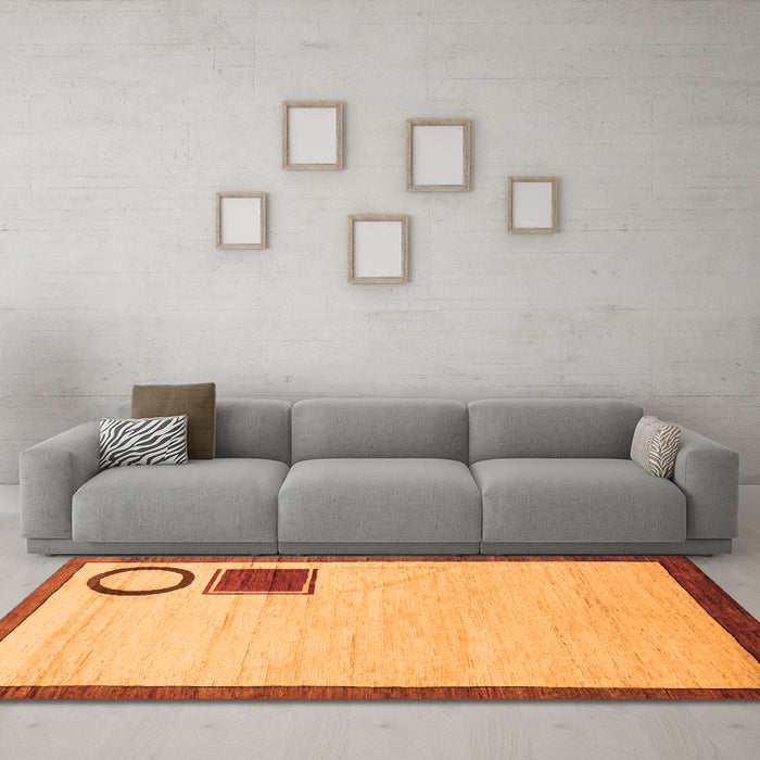 Machine Washable Solid Orange Modern Area Rugs in a Living Room, wshabs2org