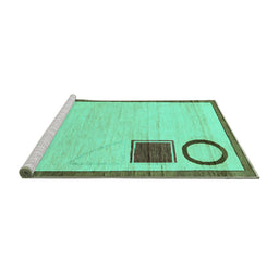 Sideview of Machine Washable Solid Turquoise Modern Area Rugs, wshabs2turq