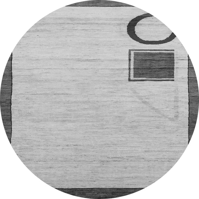 Round Machine Washable Solid Gray Modern Rug, wshabs2gry