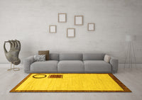 Machine Washable Solid Yellow Modern Rug, wshabs2yw