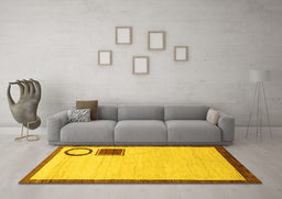 Machine Washable Solid Yellow Modern Rug in a Living Room, wshabs2yw