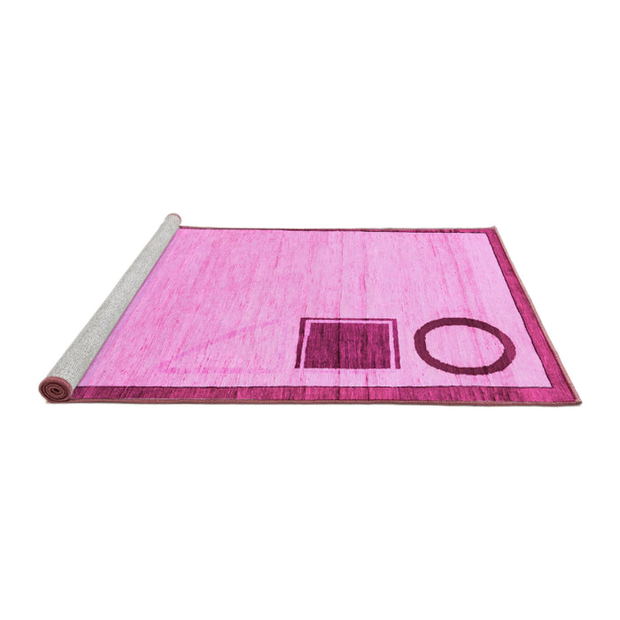 Sideview of Machine Washable Solid Pink Modern Rug, wshabs2pnk