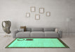 Machine Washable Solid Turquoise Modern Area Rugs in a Living Room,, wshabs2turq