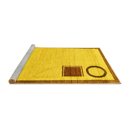 Sideview of Machine Washable Solid Yellow Modern Rug, wshabs2yw