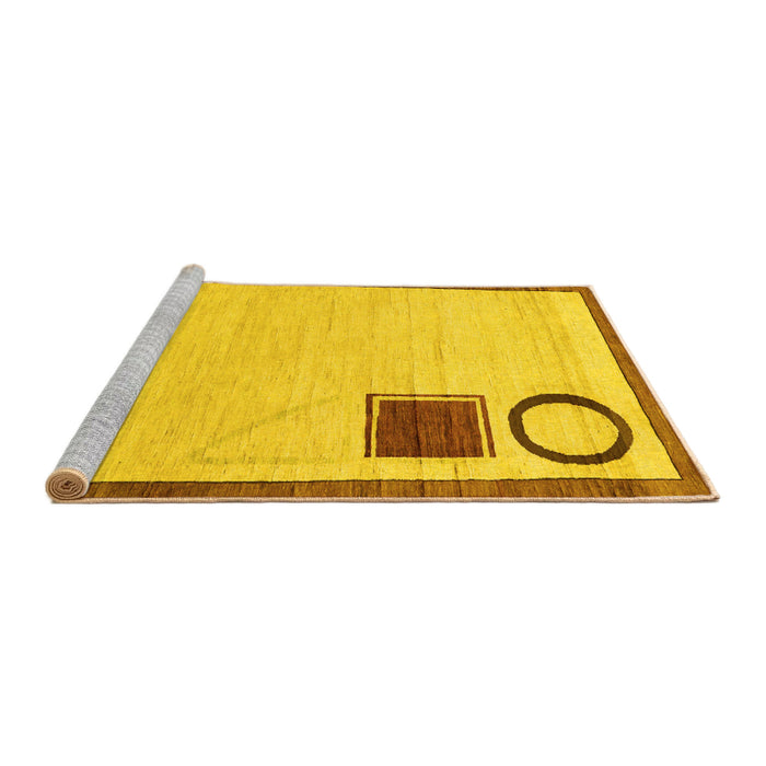 Sideview of Machine Washable Solid Yellow Modern Rug, wshabs2yw