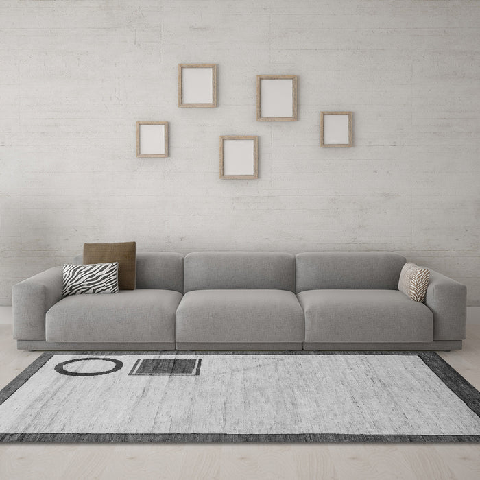 Machine Washable Solid Gray Modern Rug in a Living Room,, wshabs2gry