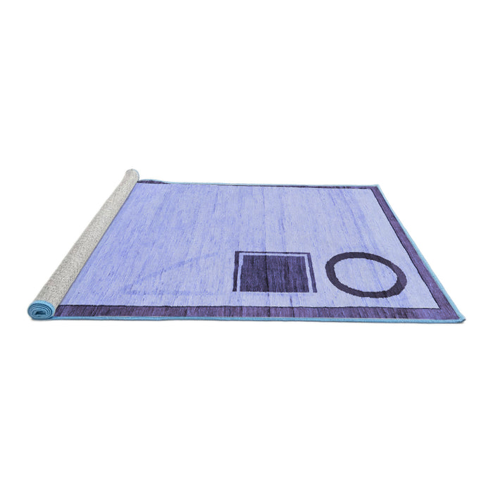 Sideview of Machine Washable Solid Blue Modern Rug, wshabs2blu