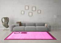 Machine Washable Solid Pink Modern Rug, wshabs2pnk