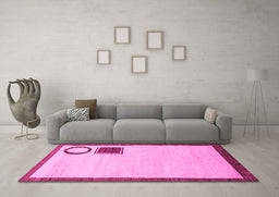 Machine Washable Solid Pink Modern Rug in a Living Room, wshabs2pnk