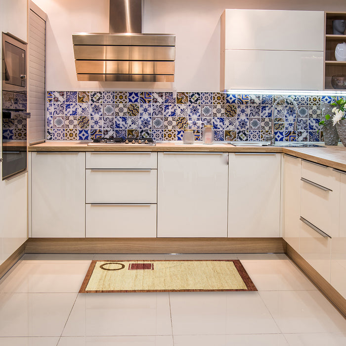 Machine Washable Abstract Chocolate Brown Rug in a Kitchen, wshabs2