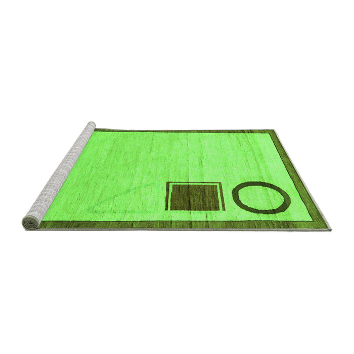 Sideview of Machine Washable Solid Green Modern Area Rugs, wshabs2grn