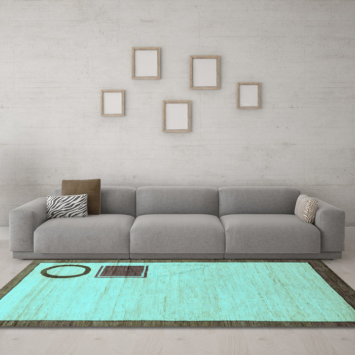 Machine Washable Solid Light Blue Modern Rug in a Living Room, wshabs2lblu