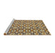 Sideview of Machine Washable Abstract Brown Green Rug, wshabs30