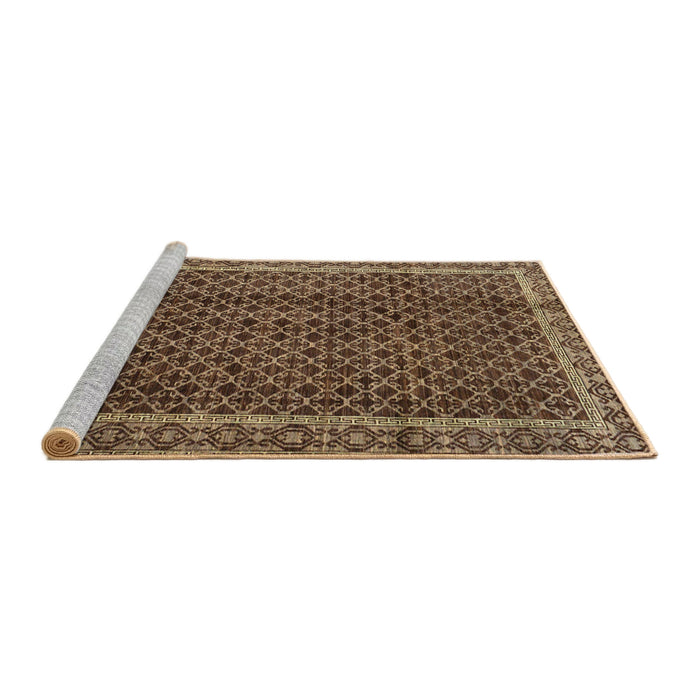 Sideview of Machine Washable Abstract Bakers Brown Rug, wshabs300
