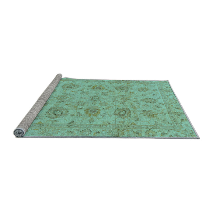 Sideview of Machine Washable Oriental Light Blue Traditional Rug, wshabs3000lblu