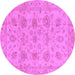 Round Oriental Purple Traditional Rug, abs3000pur