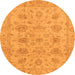 Round Oriental Orange Traditional Rug, abs3000org