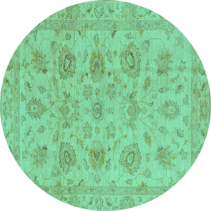 Round Oriental Turquoise Traditional Rug, abs3000turq